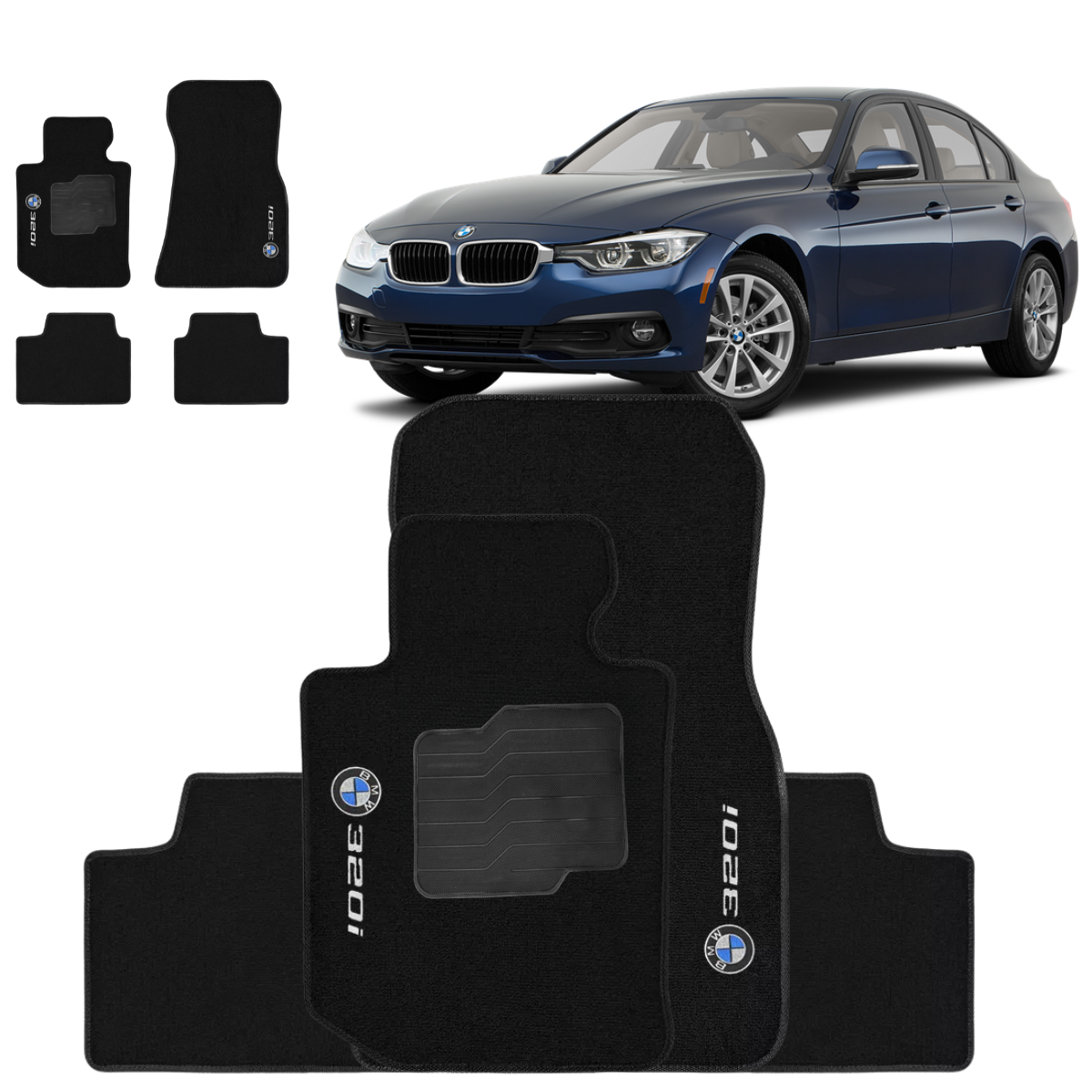 TAPETE CARPETE BMW 320i 2013 A 2018 PRETO 4 PEÇAS