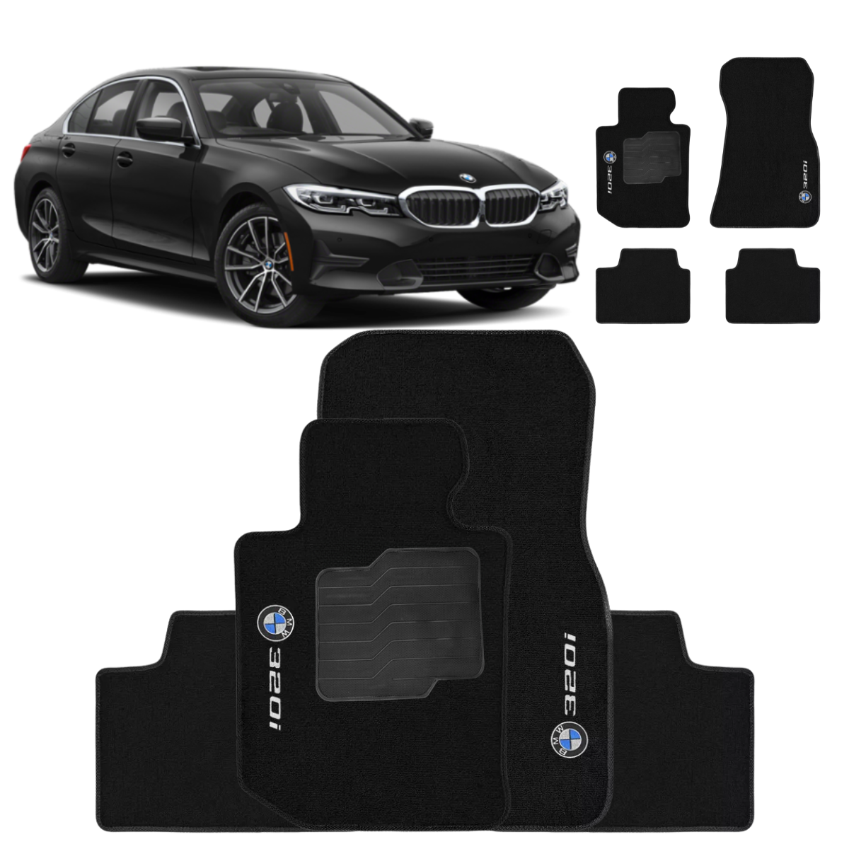TAPETE CARPETE BMW 320i 2019 A 2022 PRETO 4 PEÇAS