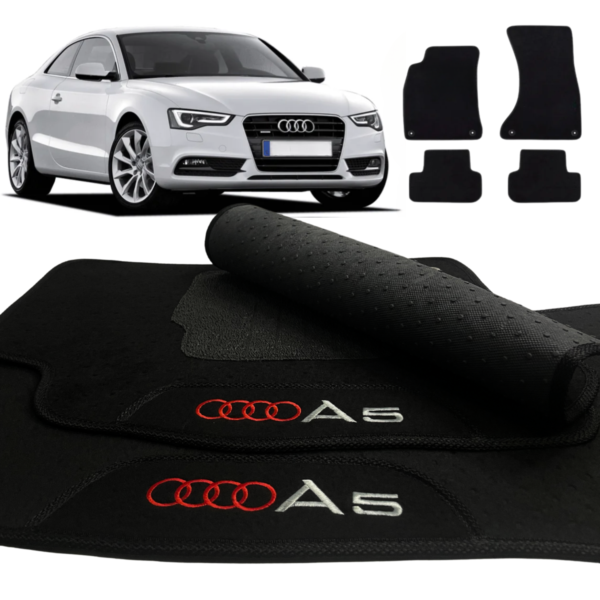 TAPETE CARPETE AUDI A5 TURBO 2007 A 2016 PRETO 4 PEÇAS