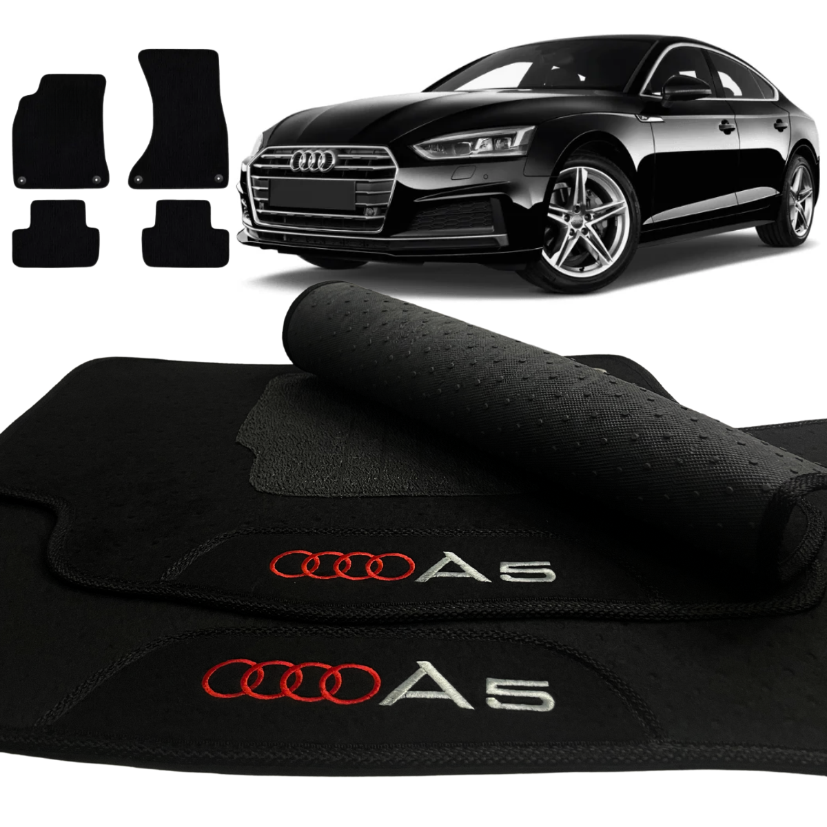 TAPETE CARPETE AUDI A5 SPORTBACK 2007 A 2016 PRETO 4 PEÇAS