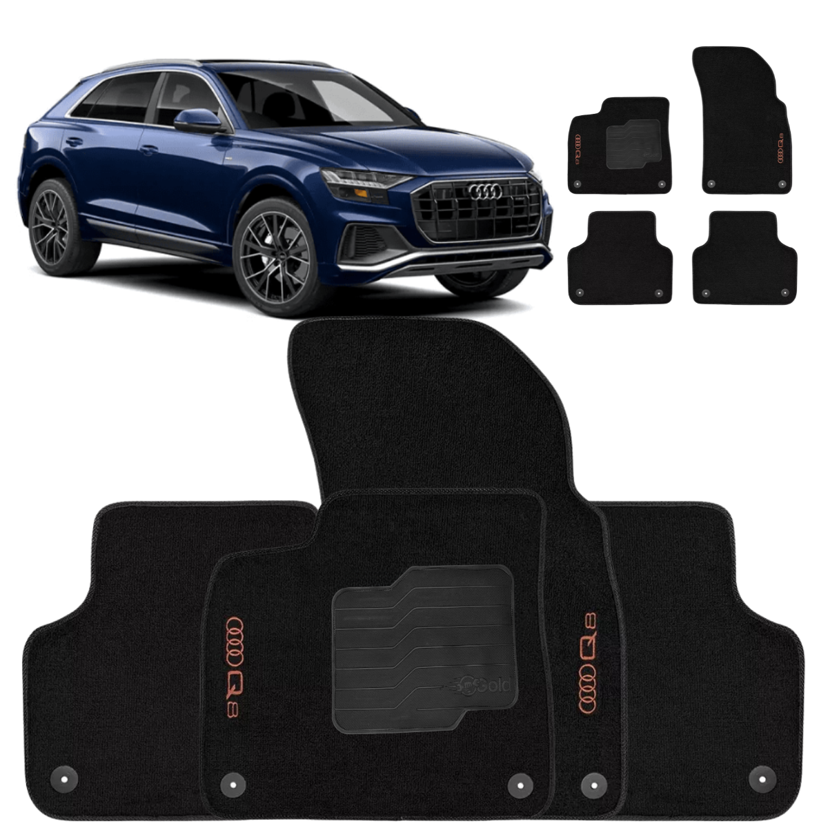 TAPETE CARPETE AUDI Q8 2018 A 2024 PRETO 4 PEÇAS