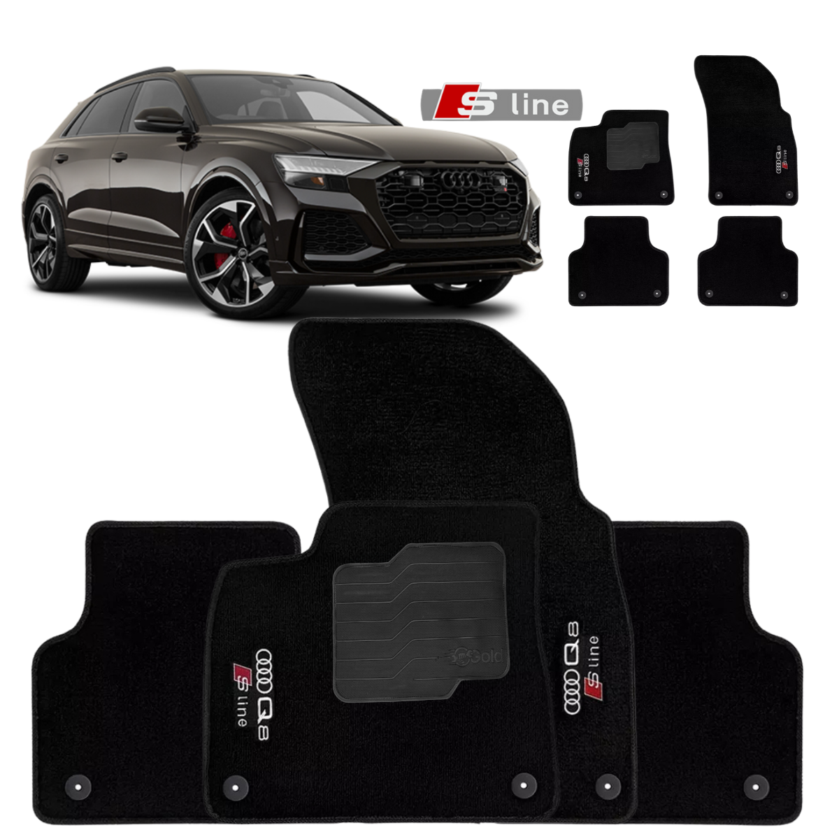 TAPETE CARPETE AUDI Q8 S-LINE 2018 A 2022 PRETO 4 PEÇAS