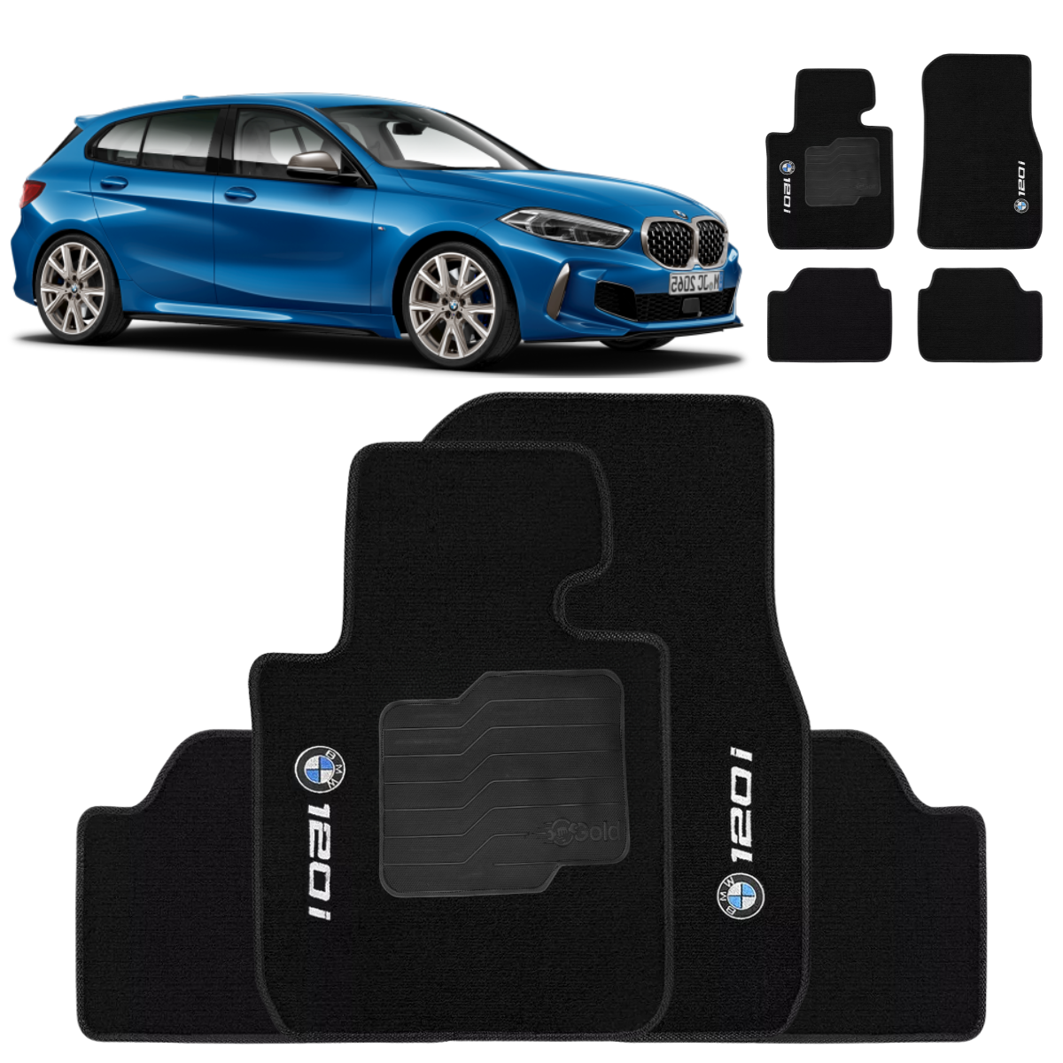 TAPETE CARPETE BMW 120i 2011 A 2019 PRETO BORDADO