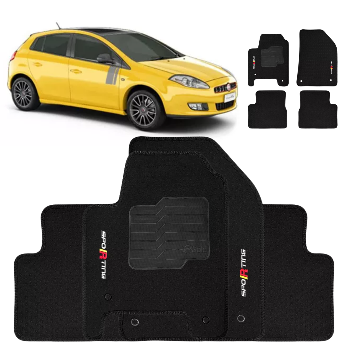 TAPETE CARPETE BRAVO SPORTING 2011 A 2015 C/ EXTINTOR PRETO 4 PEÇAS