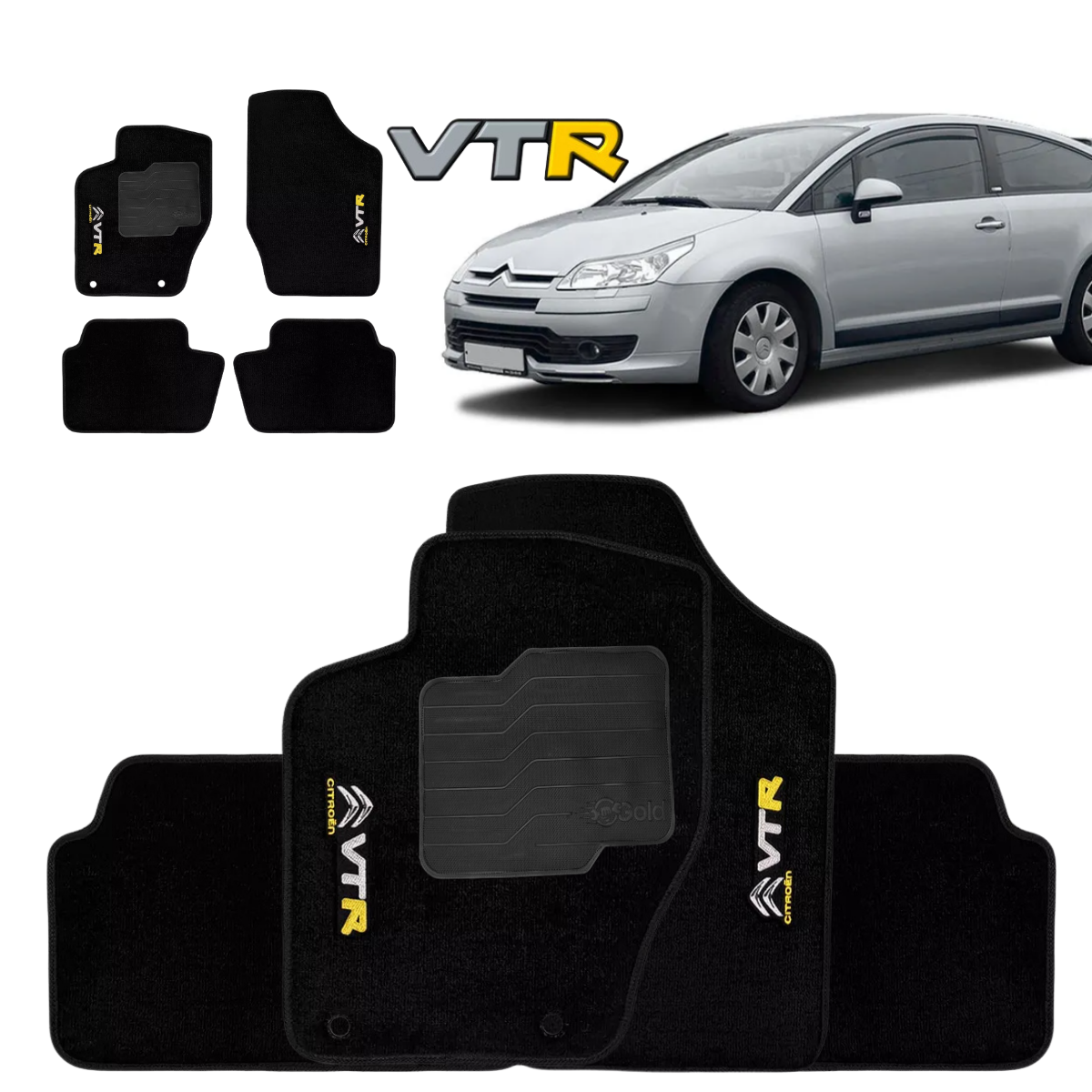 TAPETE CARPETE CITROEN C4 VTR PRETO BORDADO