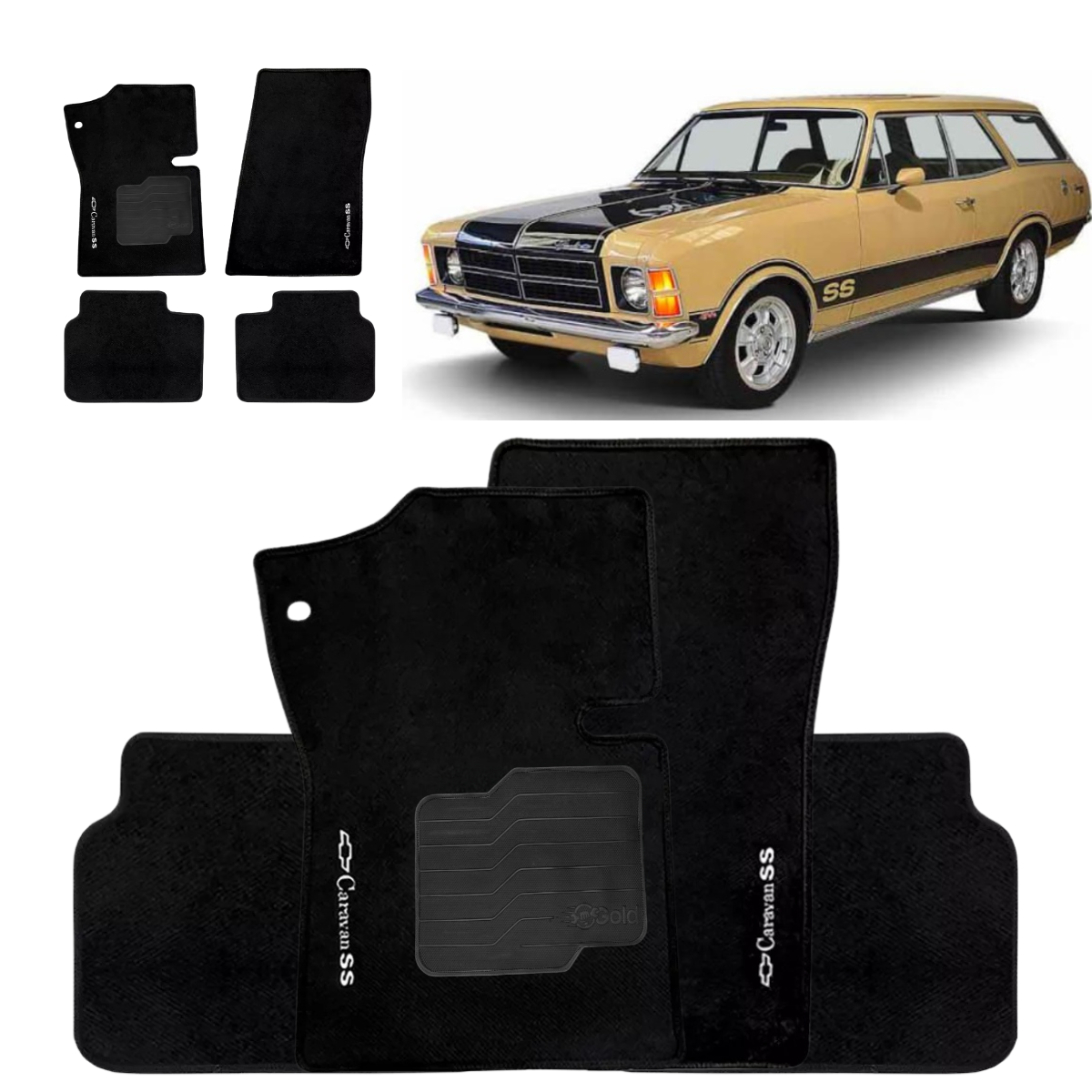 TAPETE CARPETE CARAVAN SS 1975 A 1979 PRETO 4 PEÇAS