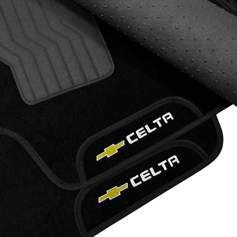 TAPETE CARPETE CELTA 2000 A 2014 PRETO 4 PEÇAS