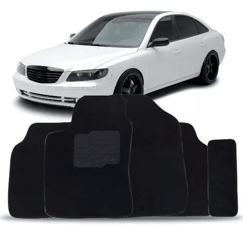 TAPETE CARPETE AZERA 2005 A 2011 PRETO BORDADO 5 PEÇAS