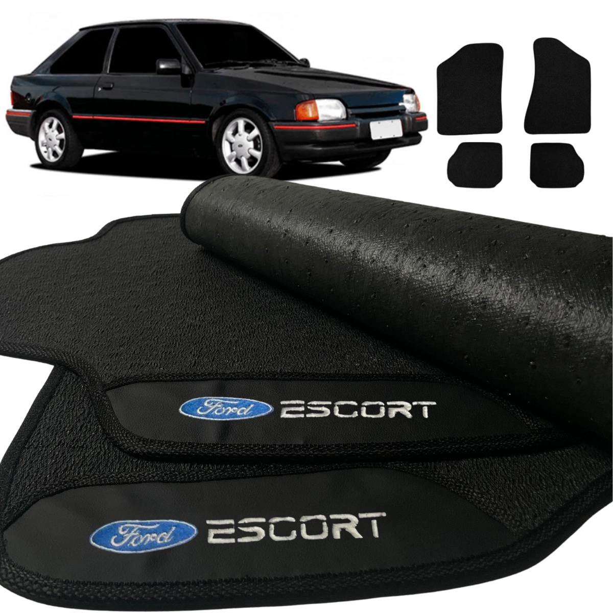 TAPETE BORRACHA PREMIUM ESCORT 1983 A 2004 4 PEÇAS