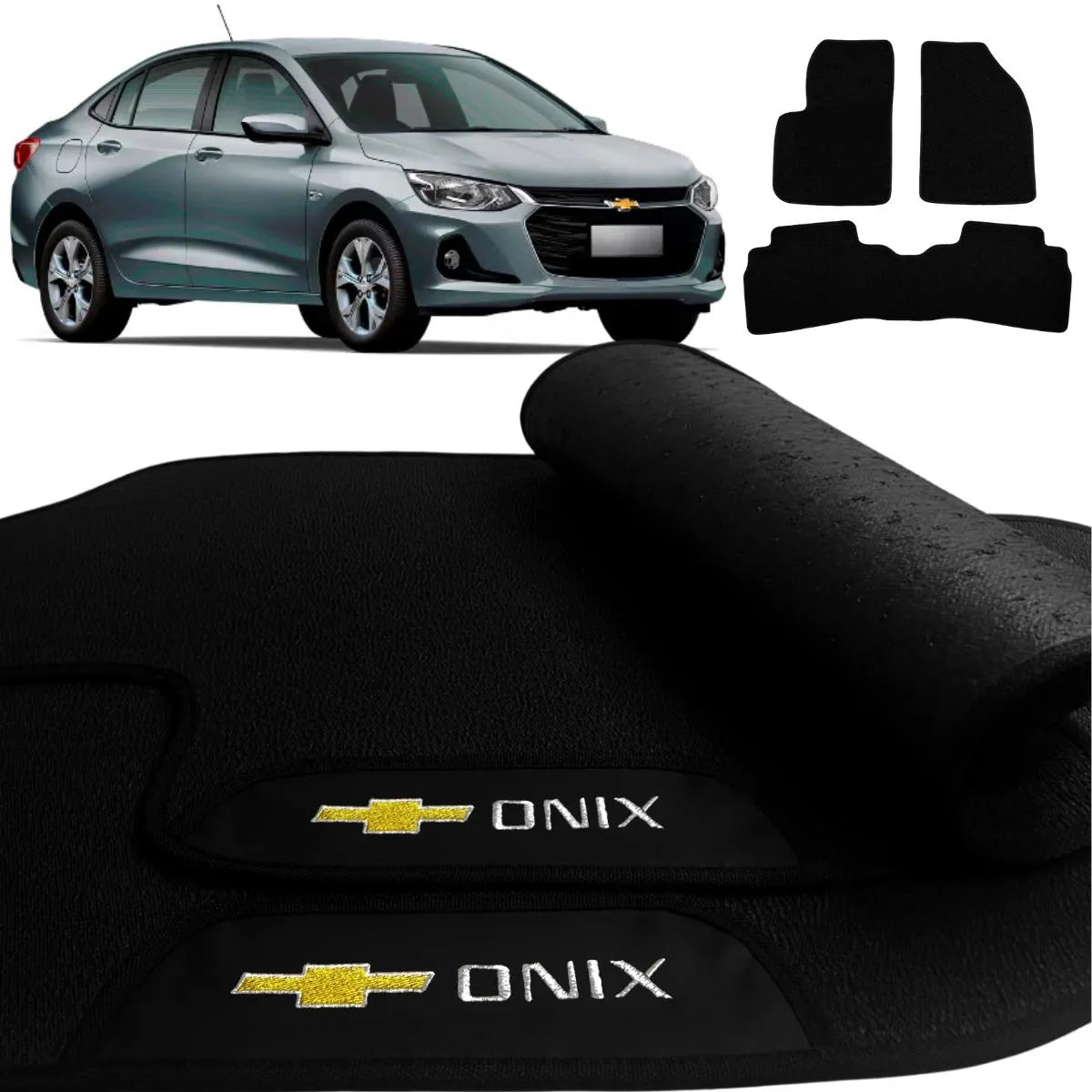 TAPETE BORRACHA PREMIUM ONIX SEDAN 2020 A 2025 3 PEÇAS