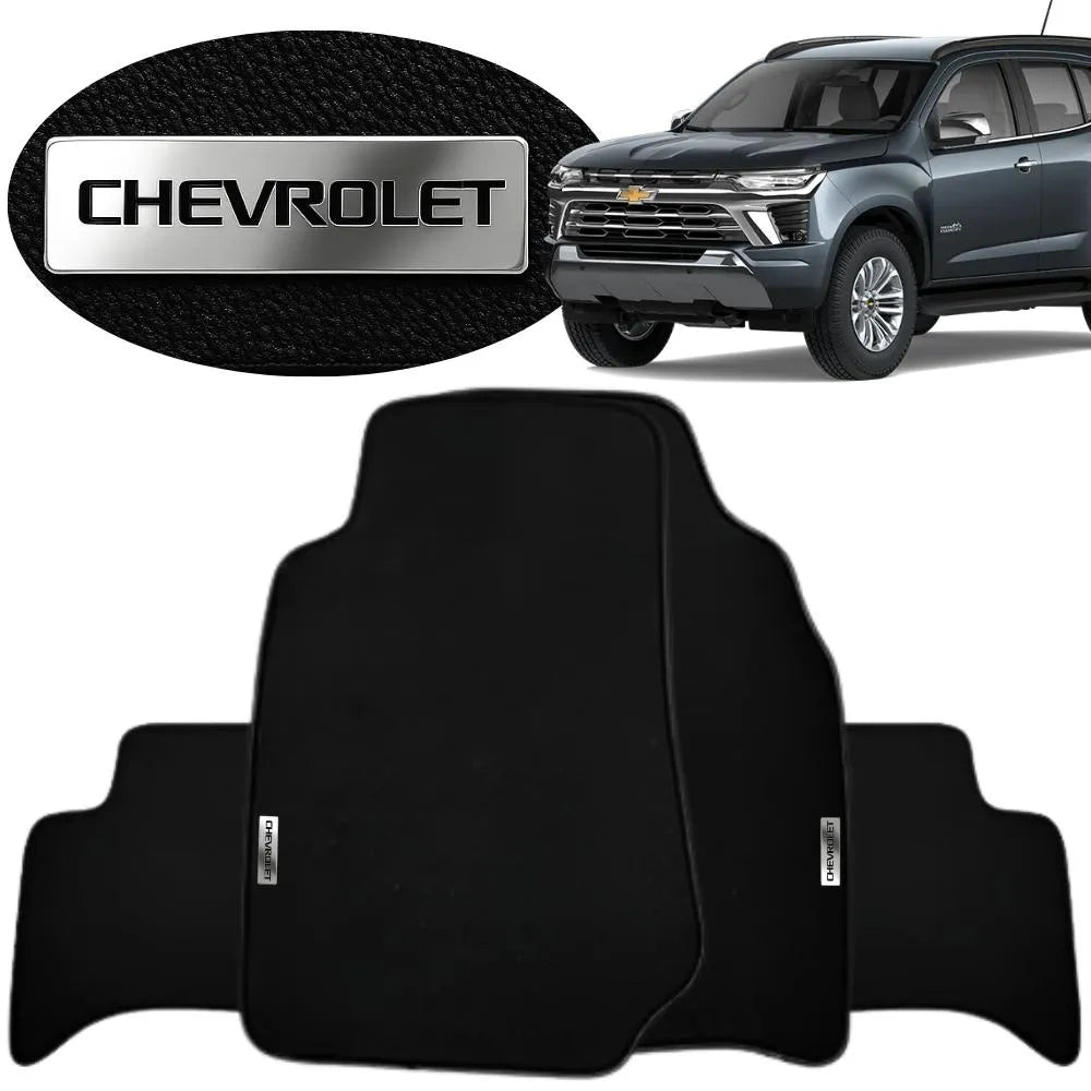 TAPETE BORRACHA TAG INOX TRAILBLAZER 2016 A 2024 3 PEÇAS