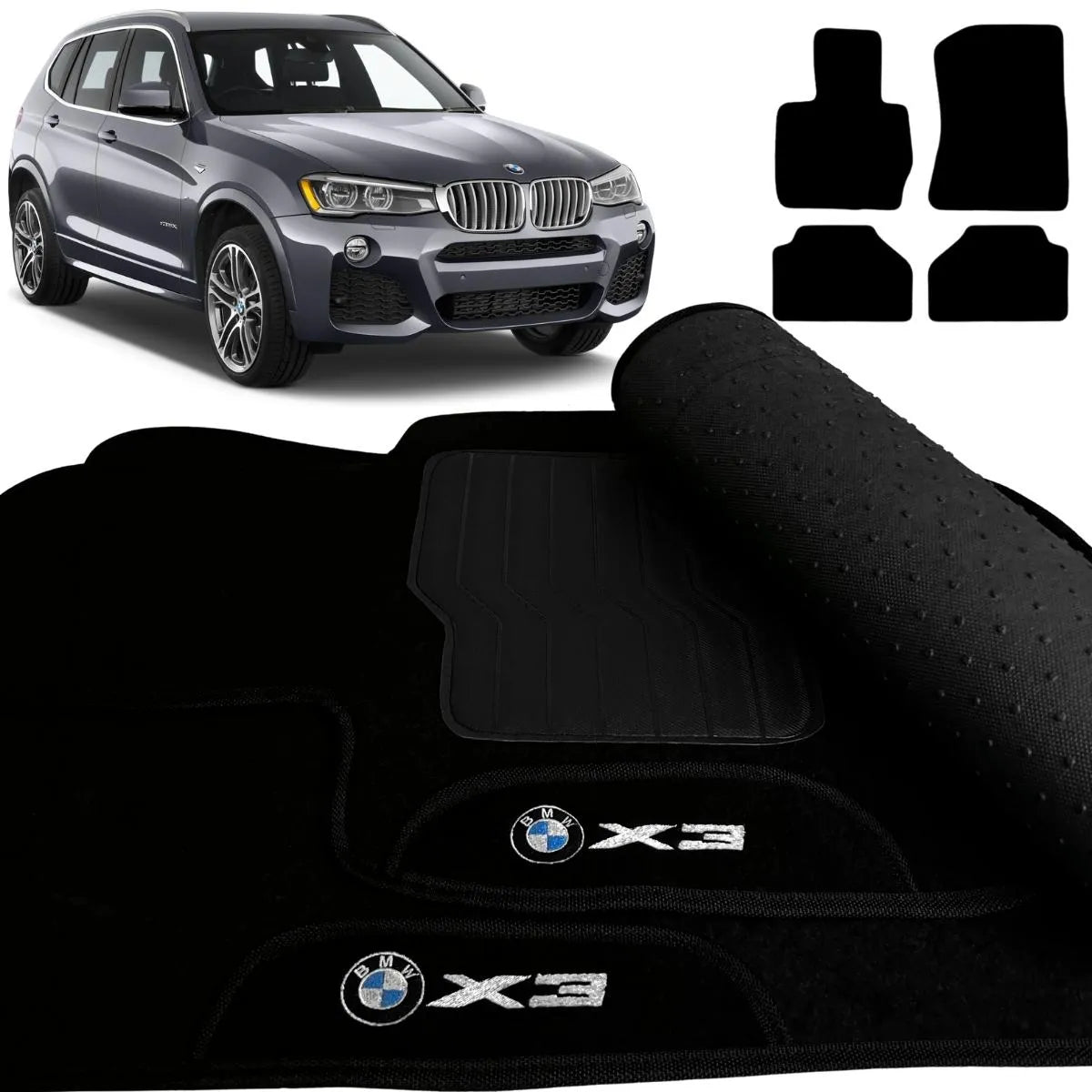 TAPETE CARPETE BMW X3 2011 A 2017 PRETO 4 PEÇAS