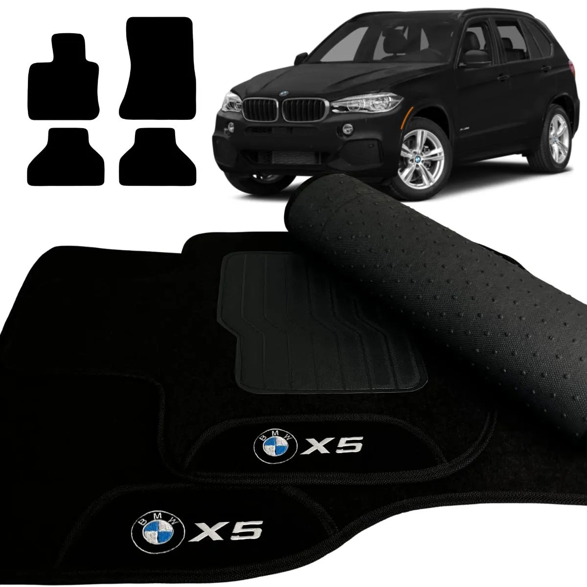 TAPETE CARPETE BMW X5 2013 A 2018 PRETO 4 PEÇAS