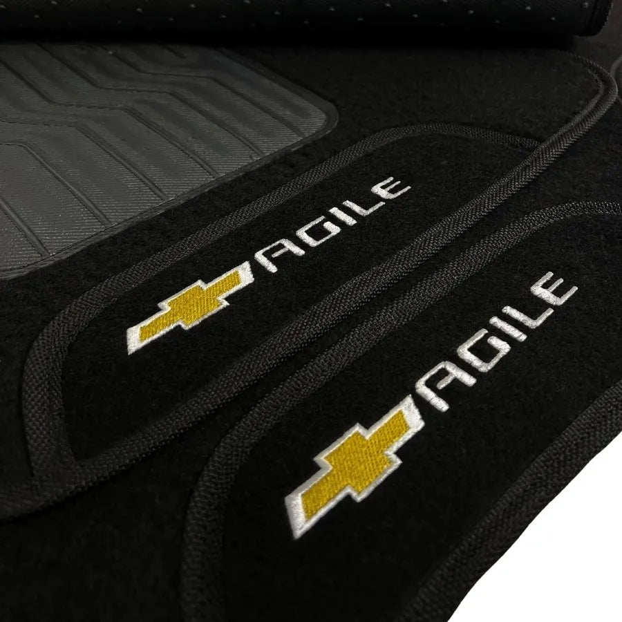 TAPETE CARPETE AGILE 2009 A 2016 PRETO 3 PEÇAS