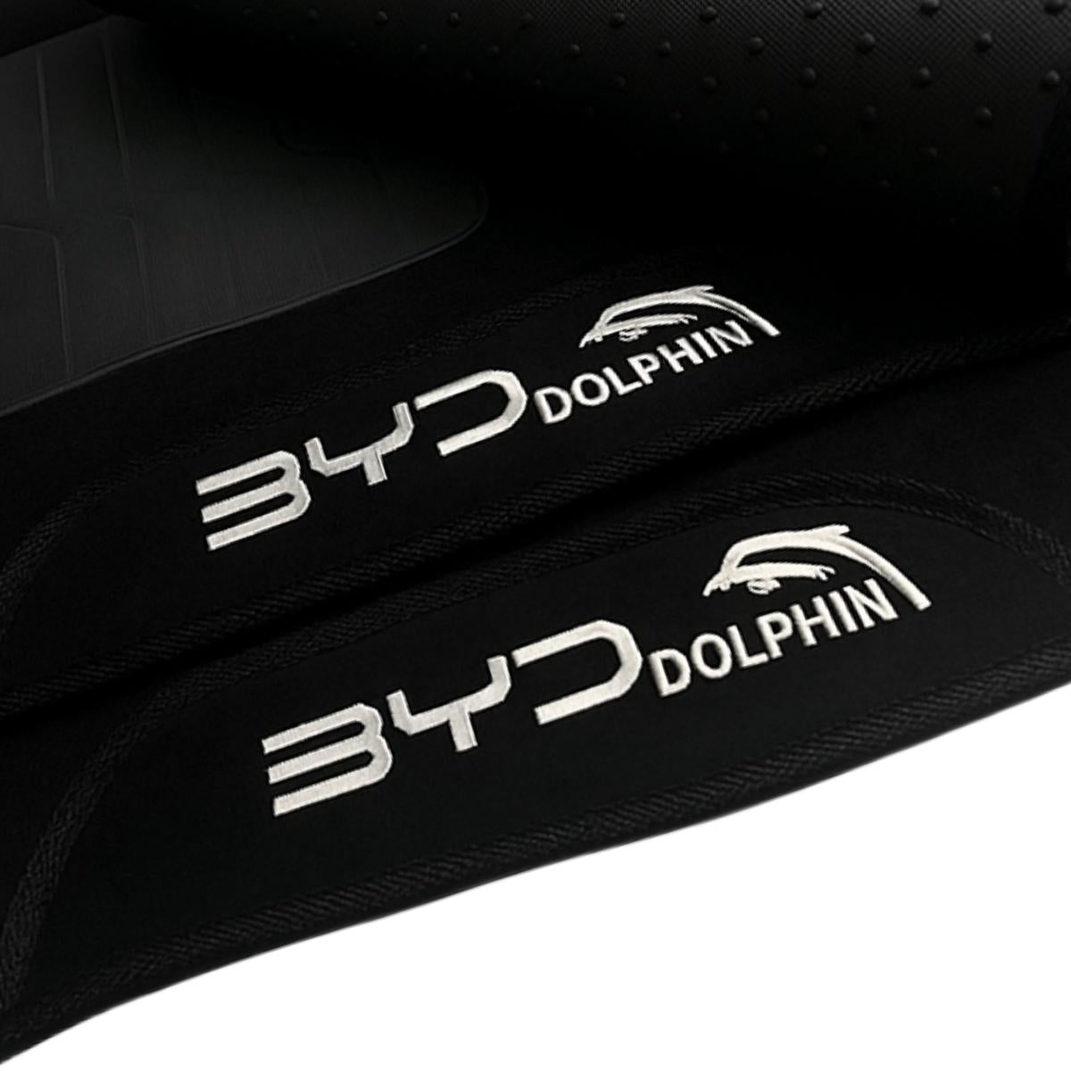 TAPETE CARPETE BYD DOLPHIN MINI GS 2023 A 2025 PRETO BORDADO 4 PEÇAS