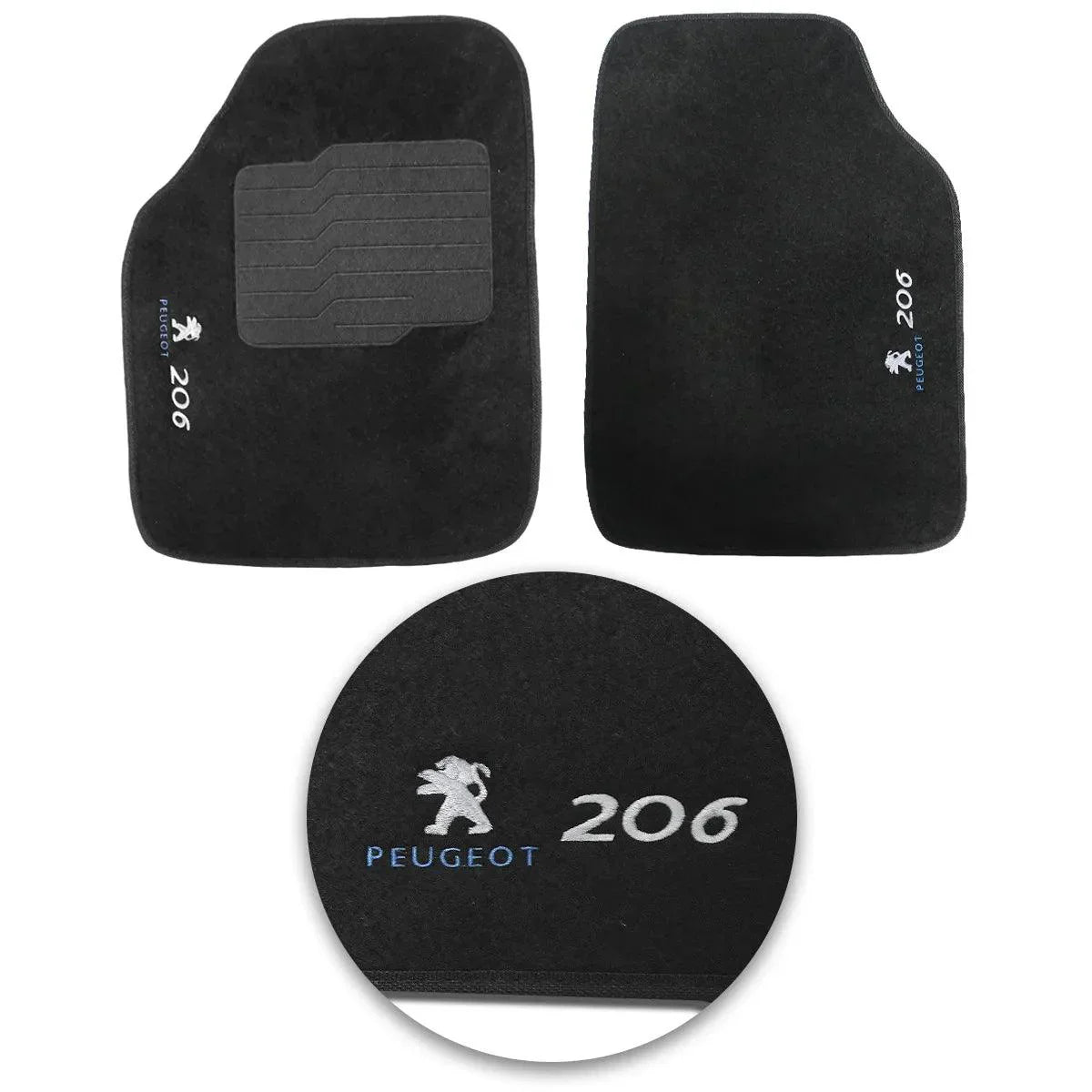 TAPETES CARPETE PEUGEOT 206 1999 A 2009 PRETO 5 PEÇAS