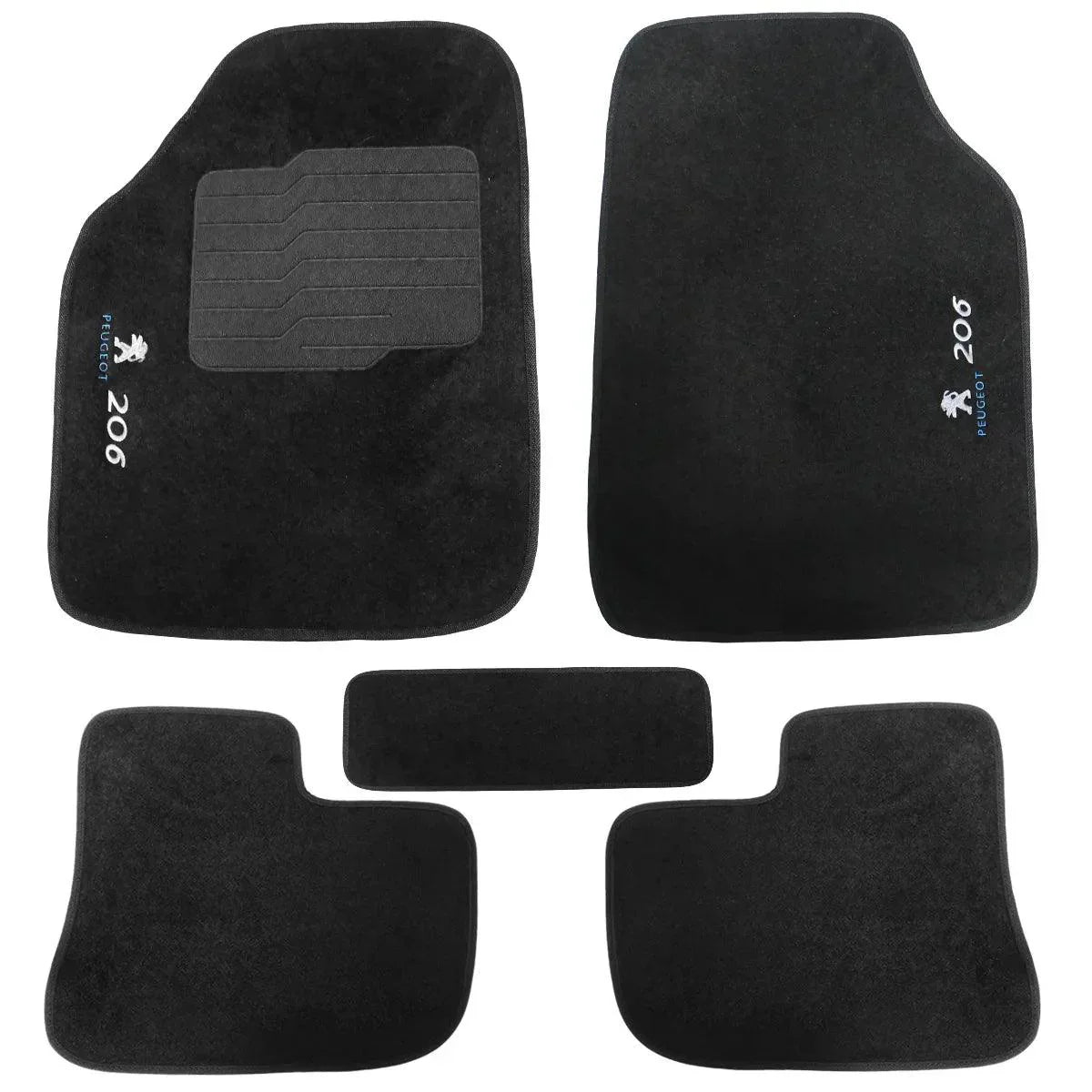 TAPETES CARPETE PEUGEOT 206 1999 A 2009 PRETO 5 PEÇAS