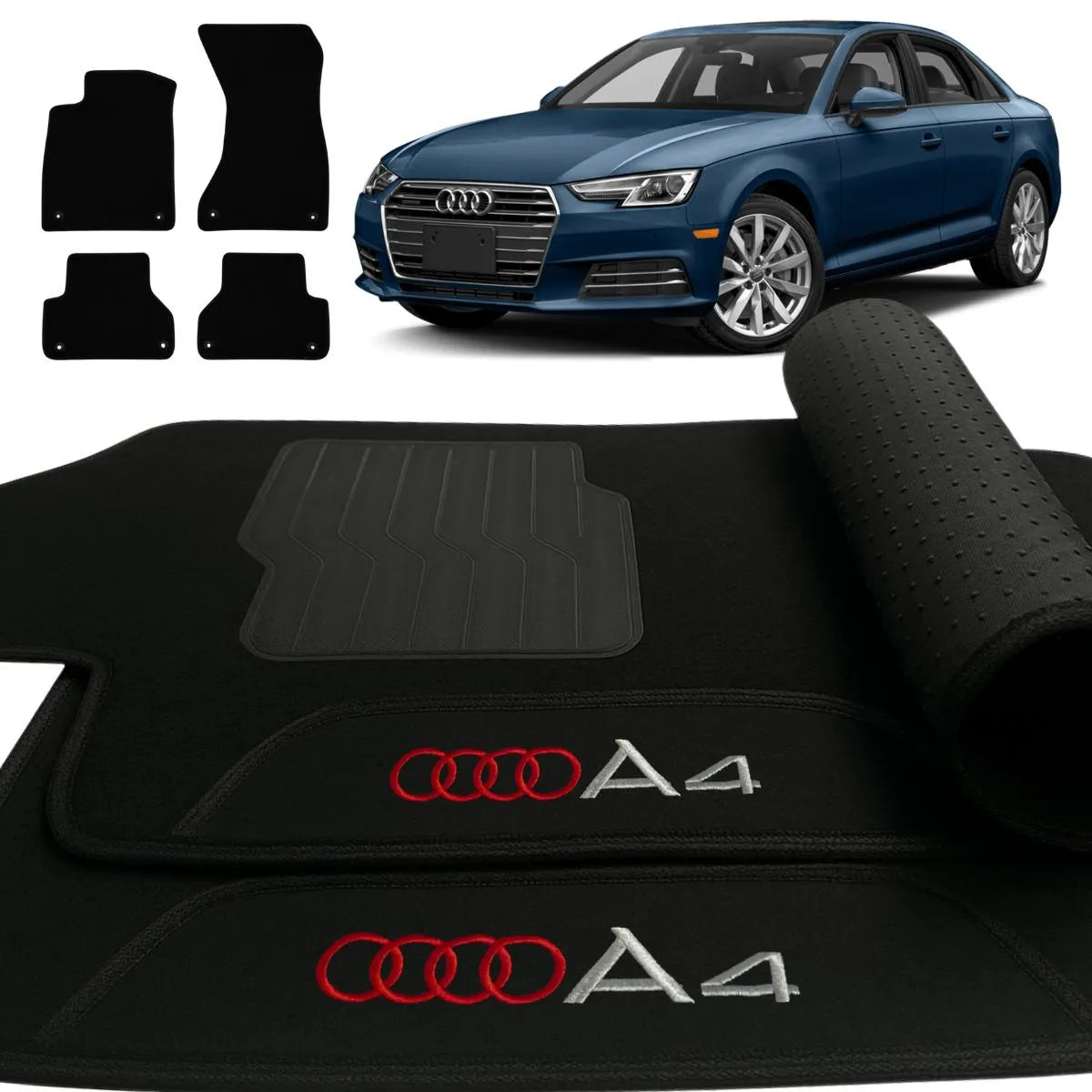 TAPETE CARPETE AUDI A4 2017 A 2021 PRETO 4 PEÇAS