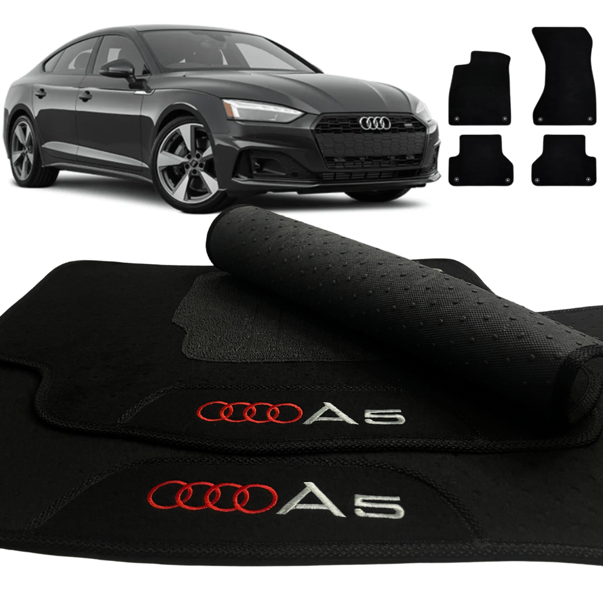 TAPETE CARPETE AUDI A5 SPORTBACK 2017 A 2022 PRETO 4 PEÇAS