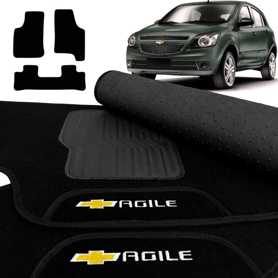 TAPETE CARPETE AGILE 2009 A 2016 PRETO 3 PEÇAS