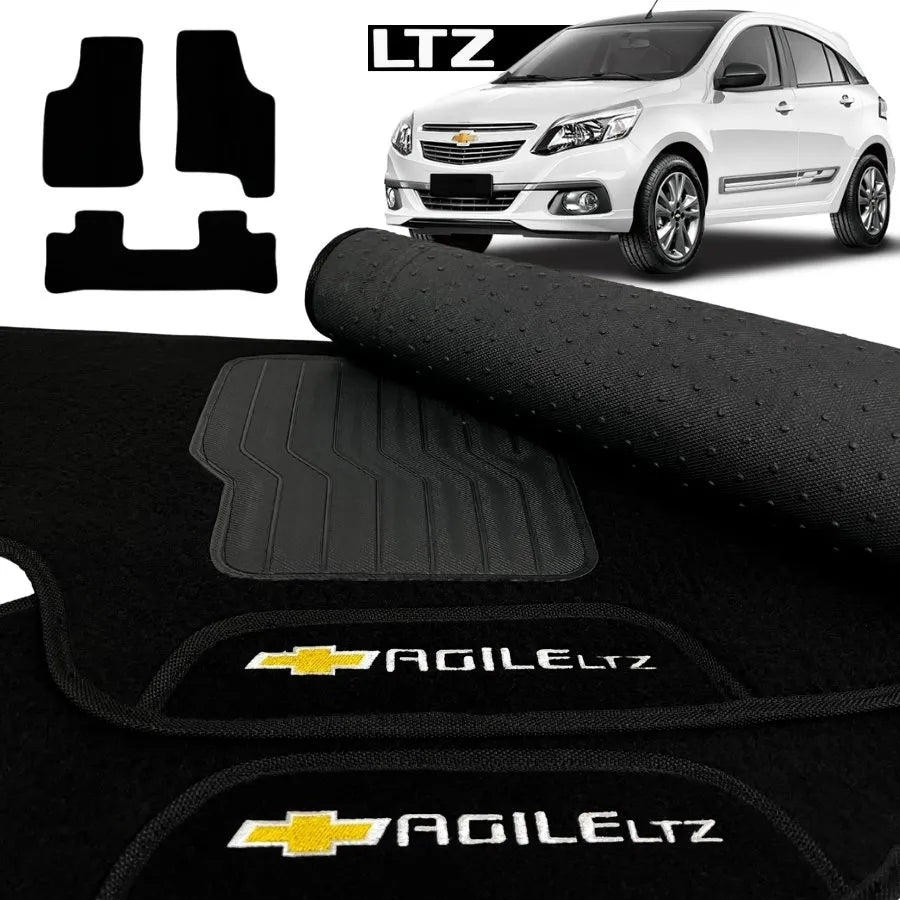 TAPETE CARPETE AGILE LTZ 2009 A 2016 PRETO 3 PEÇAS