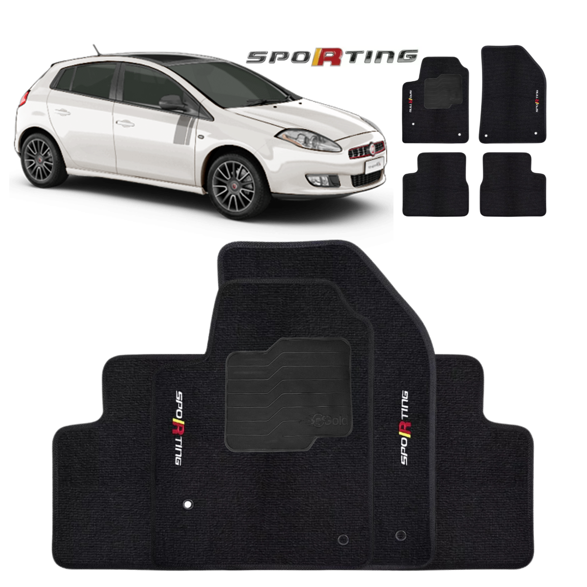 TAPETE CARPETE BRAVO SPORTING 2016 PRETO 4 PEÇAS