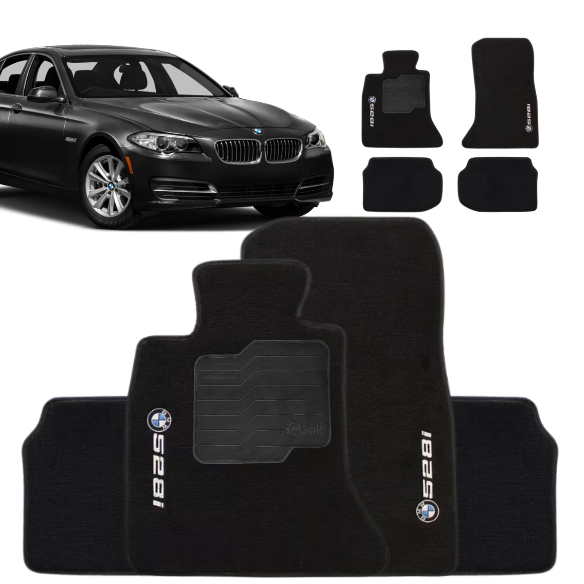 TAPETE CARPETE BMW 528i 2010 A 2016 PLAT. F10 PRETO BORDADO