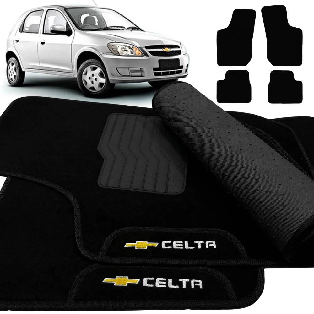 TAPETE CARPETE CELTA 2000 A 2014 PRETO 4 PEÇAS