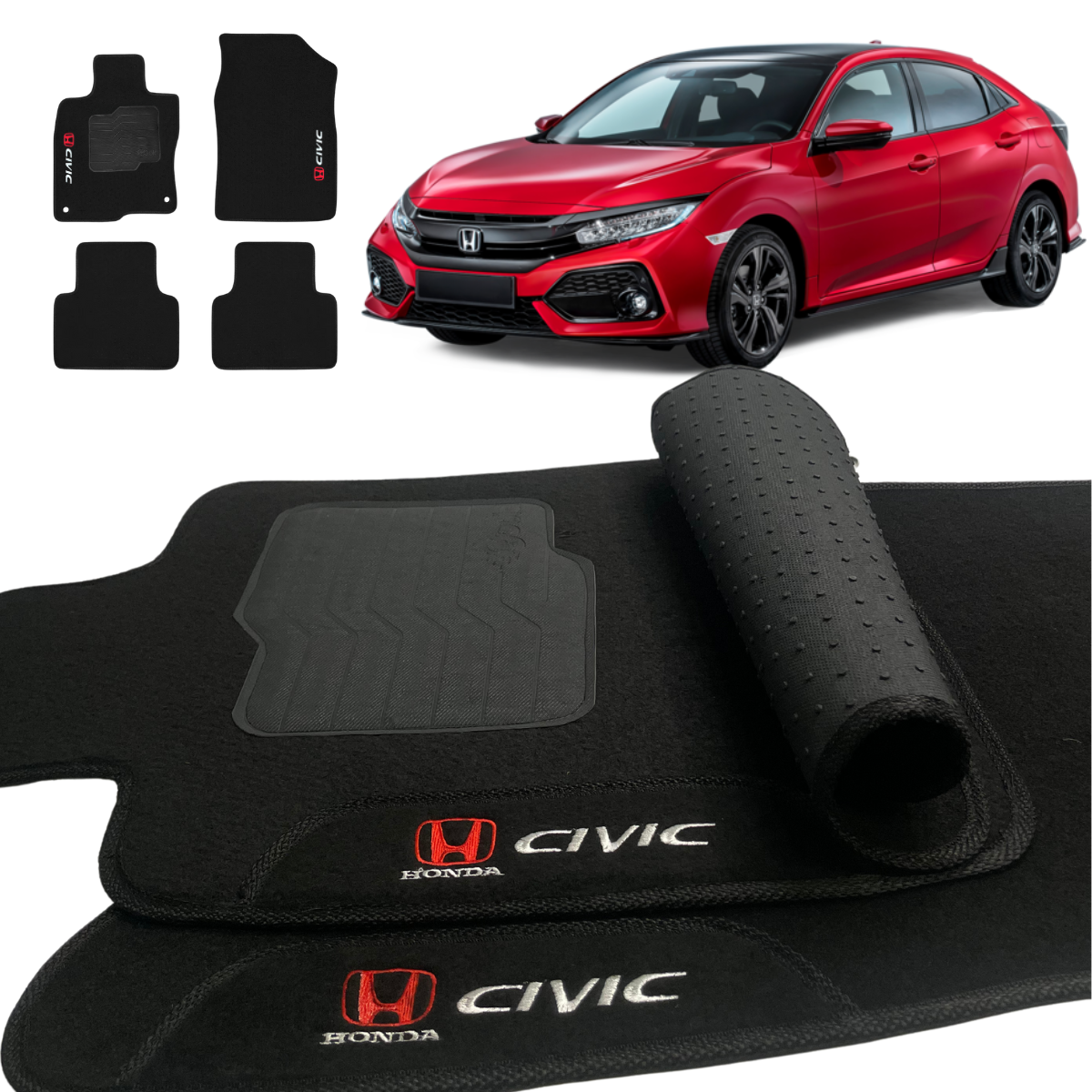 TAPETE CARPETE CIVIC 2017 A 2021 PRETO 4 PEÇAS