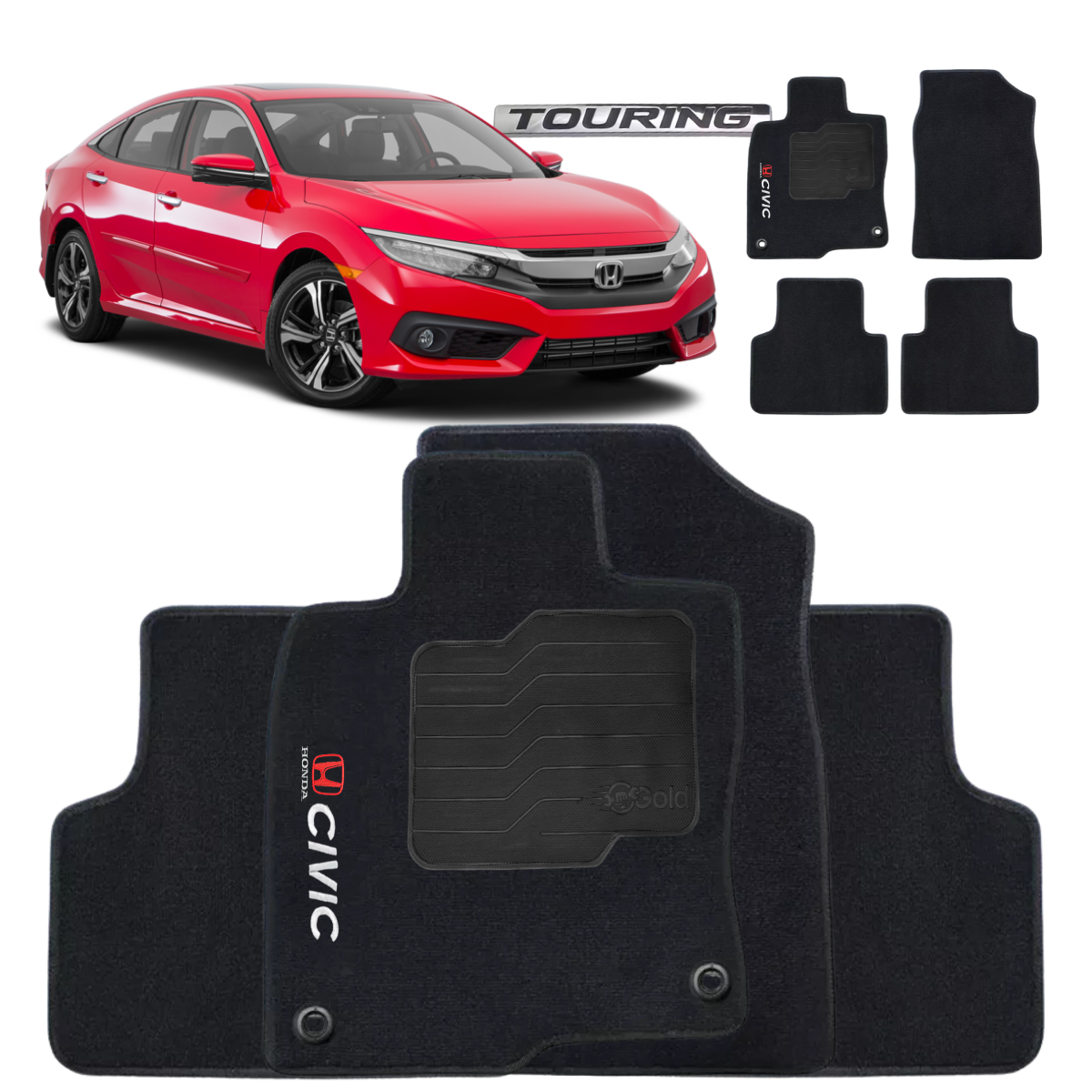 TAPETE CARPETE CIVIC G10 TOURING 2017 A 2020 PRETO 4 PEÇAS