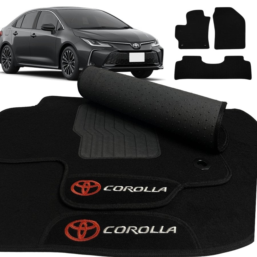 TAPETE CARPETE COROLLA 2020 A 2025 PRETO 3 PEÇAS