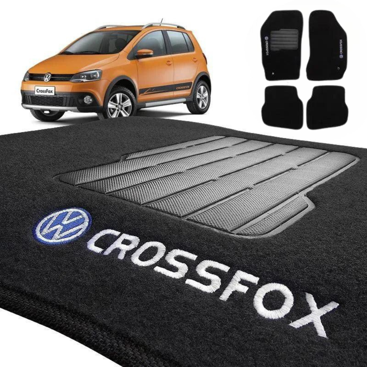 TAPETE CARPETE CROSSFOX 2004 A 2013 BORDADO 5 PEÇAS