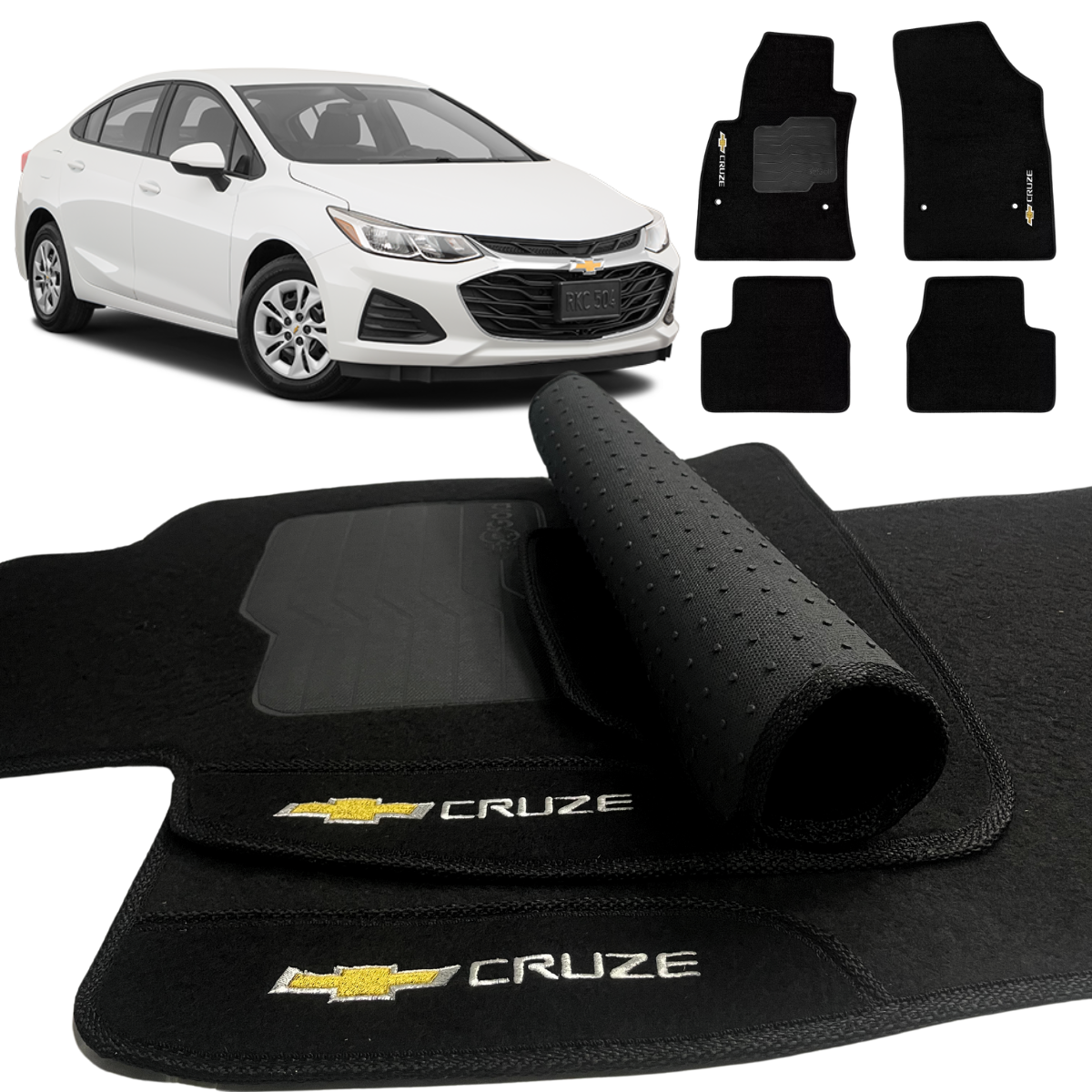 TAPETE CARPETE CRUZE 2017 A 2023 PRETO 4 PEÇAS