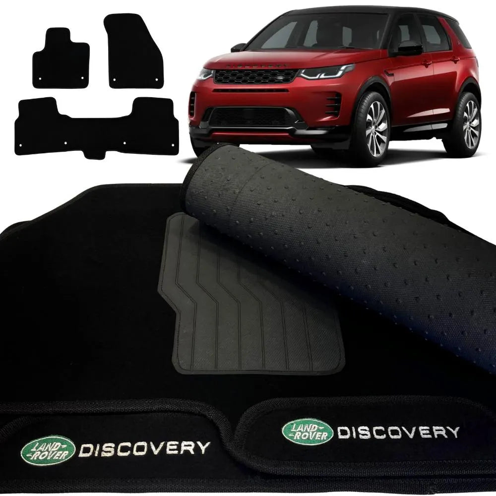 TAPETE CARPETE DISCOVERY SPORT 2020 A 2024 PRETO 3 PEÇAS