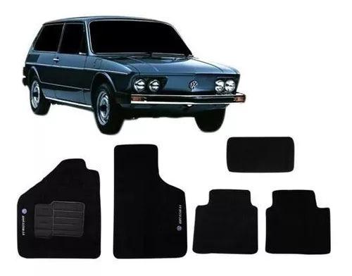 TAPETE CARPETE BRASILIA 1973 A 1982 PRETO BORDADO 5 PEÇAS