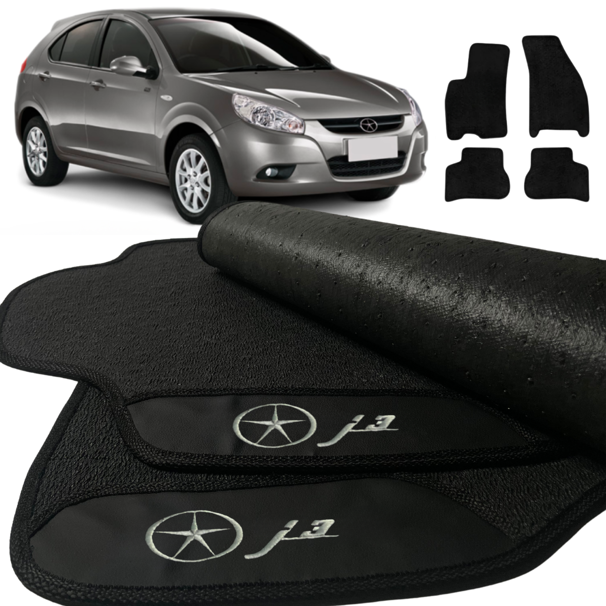 TAPETE BORRACHA PREMIUM JAC J3 2011 A 2018 4 PEÇAS