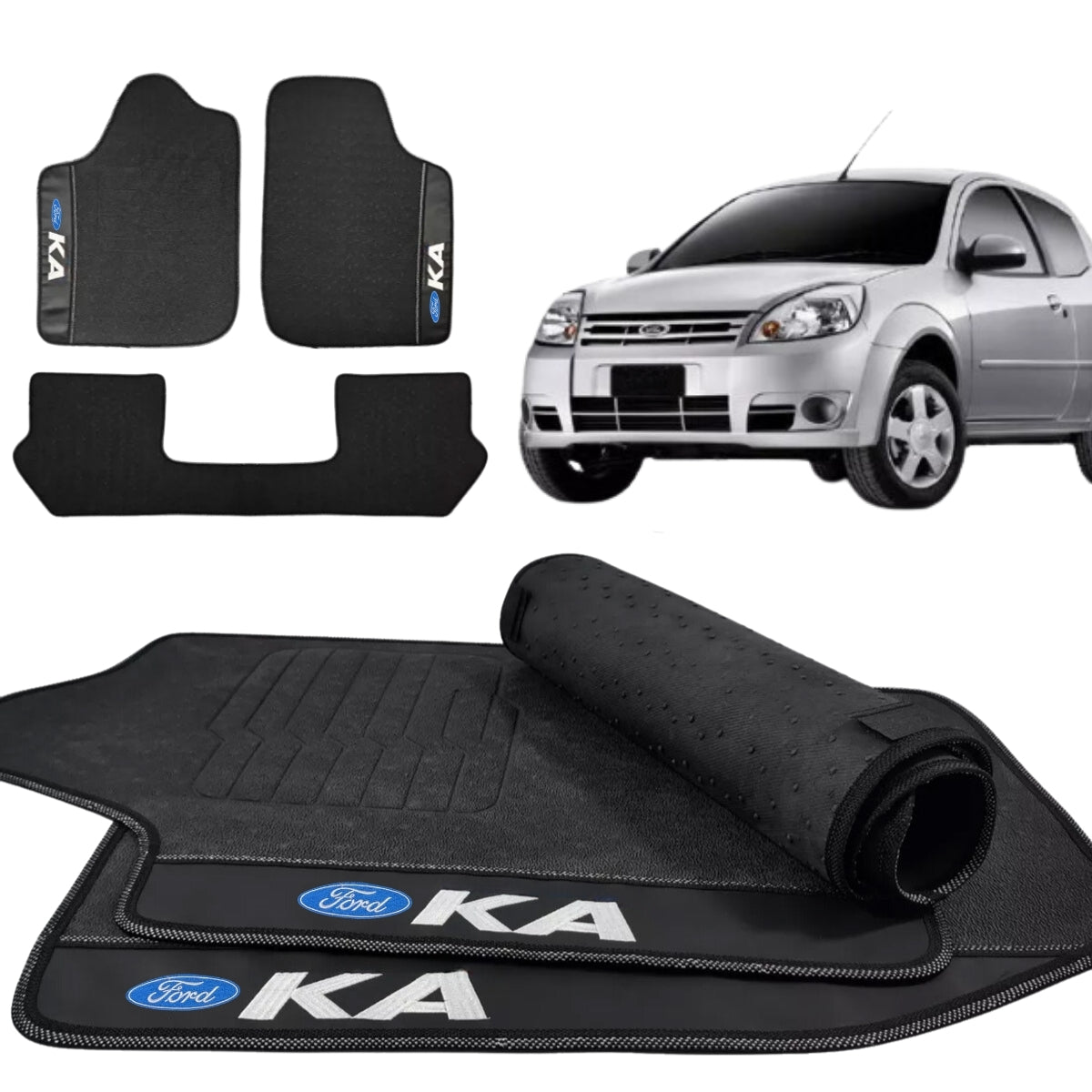 TAPETE BORRACHA PREMIUM KA 1996 A 2013 3 PEÇAS