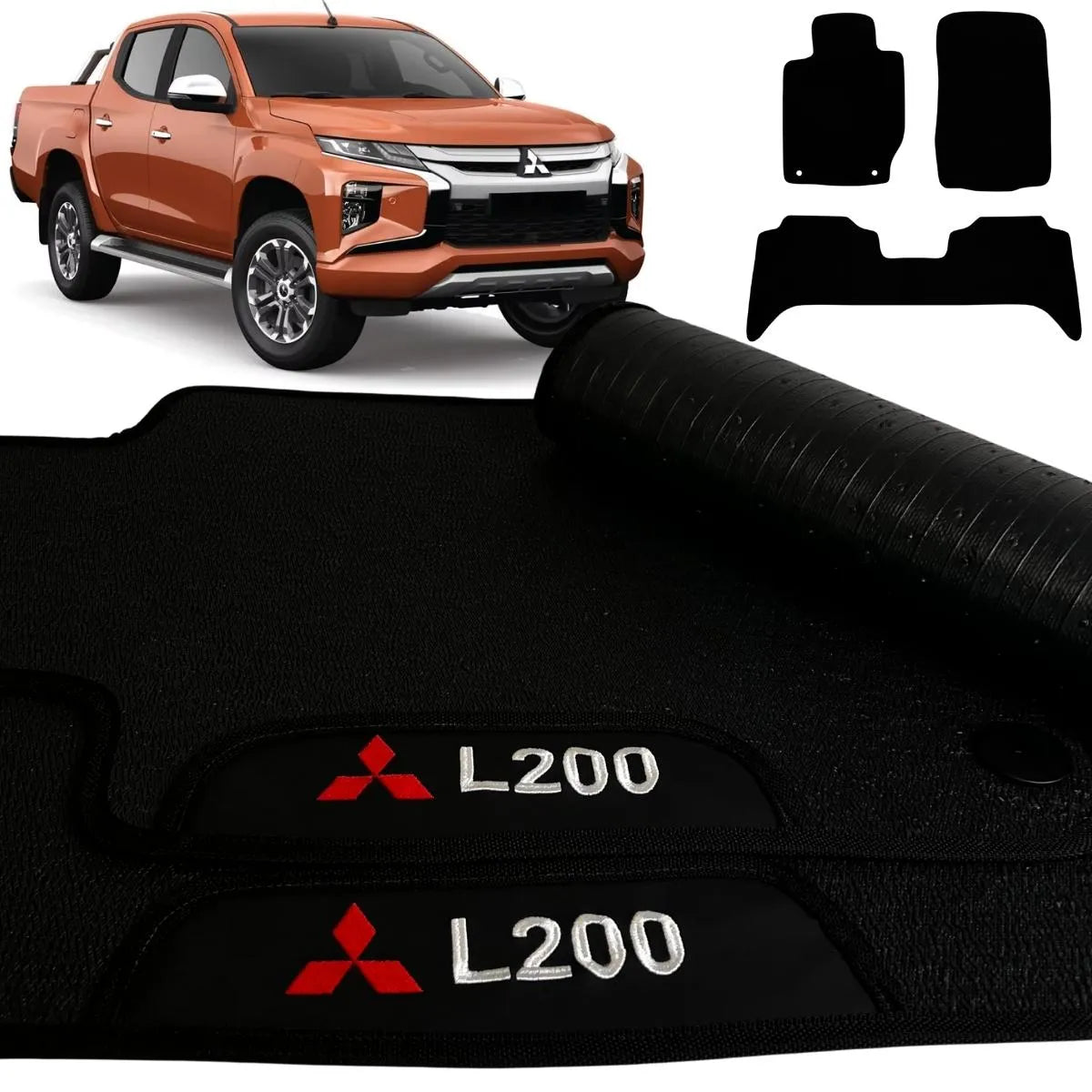 TAPETE BORRACHA PREMIUM L200 TRITON 2025 A 2026 3 PEÇAS