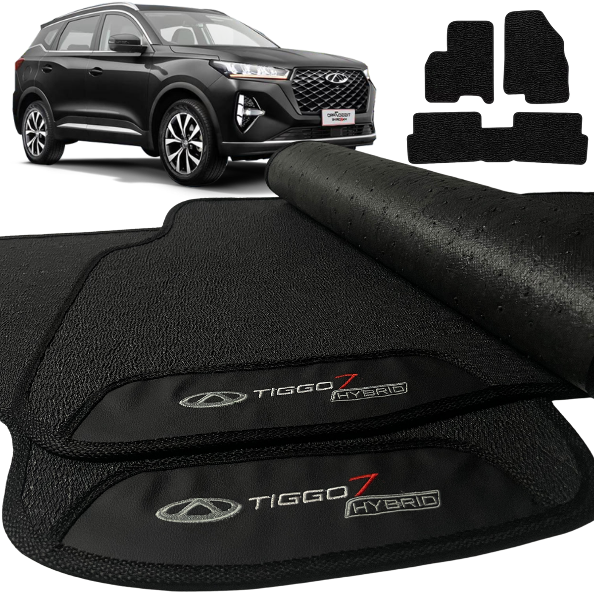 TAPETE BORRACHA PREMIUM TIGGO 7 HYBRID 2019 A 2024 3 PEÇAS