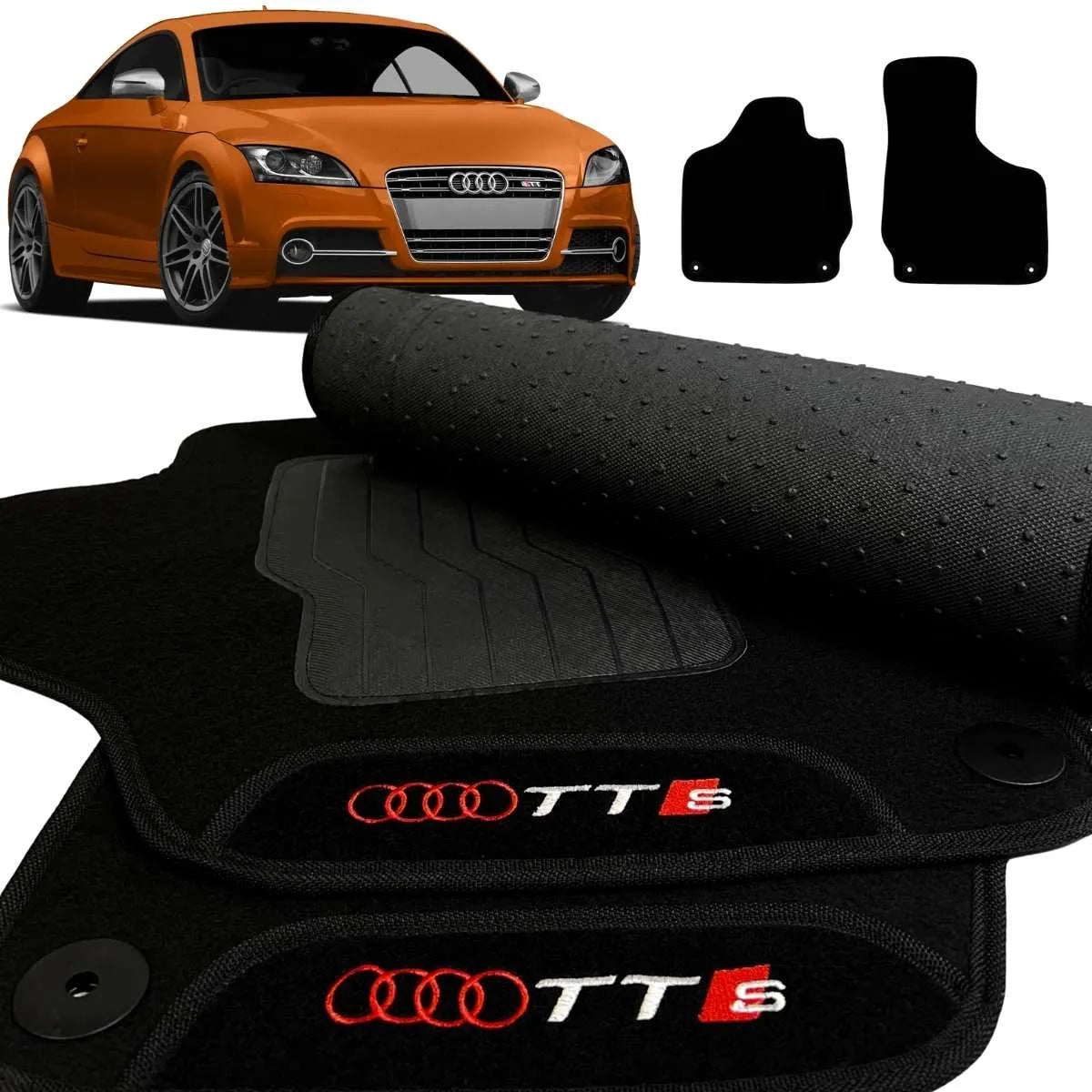 TAPETE CARPETE AUDI TTS 2006 A 2014 PRETO 2 PEÇAS