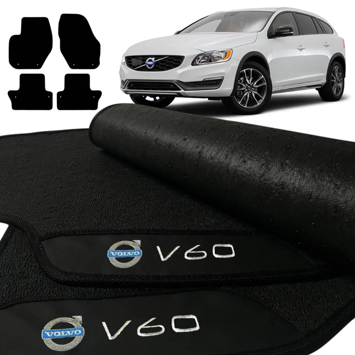 TAPETE BORRACHA PREMIUM VOLVO V60 2011 A 2018 4 PEÇAS