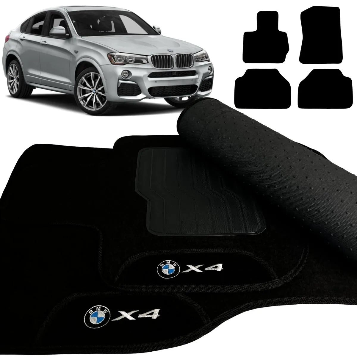 TAPETE CARPETE BMW X4 2015 A 2018 PRETO 4 PEÇAS
