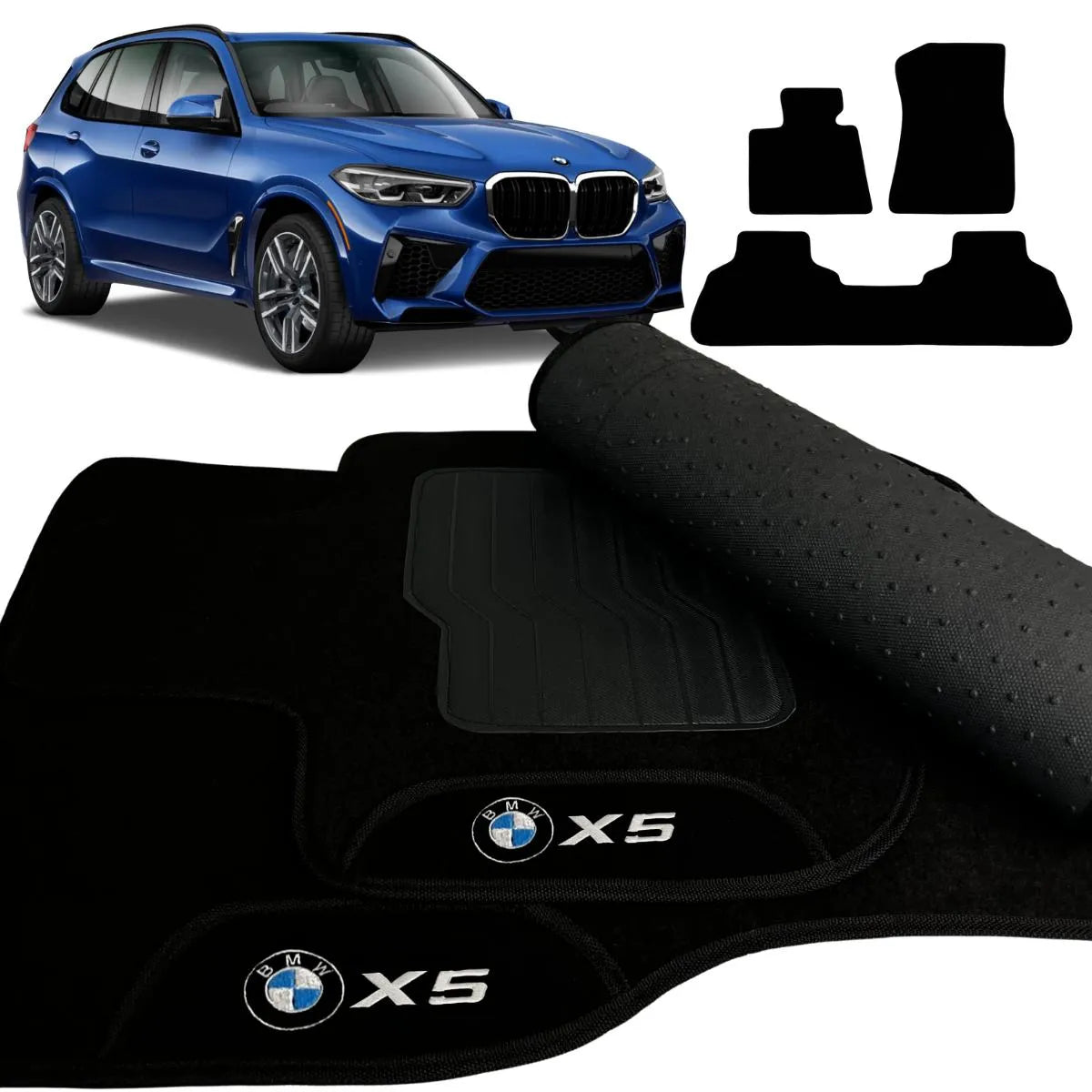 TAPETE CARPETE BMW X5 2019 A 2024 PRETO 4 PEÇAS
