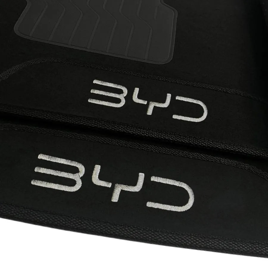 TAPETE CARPETE BYD SEAL 2023 A 2025 PRETO BORDADO 3 PEÇAS