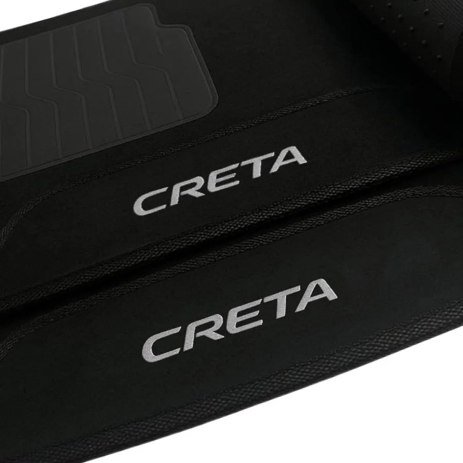 TAPETE CARPETE CRETA 2017 A 2021 PRETO BORDADO 3 PEÇAS